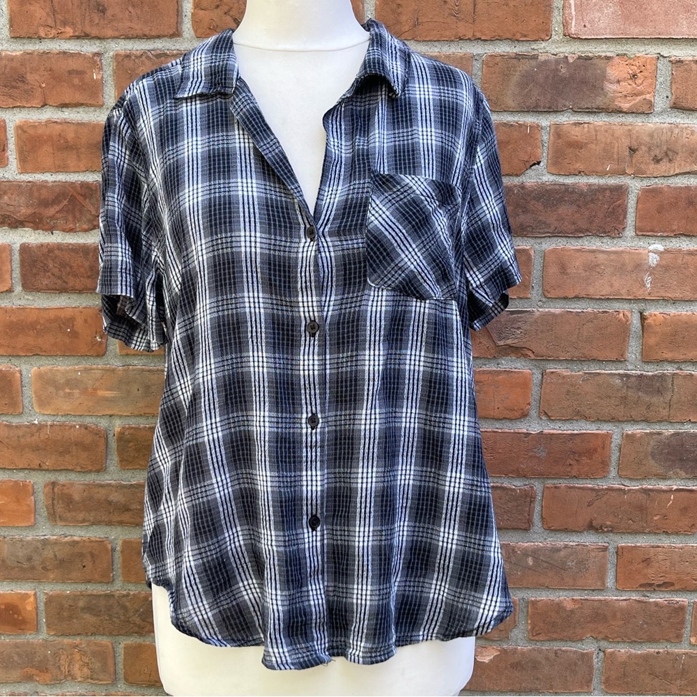 Lucky Brand Plaid Button Down Top